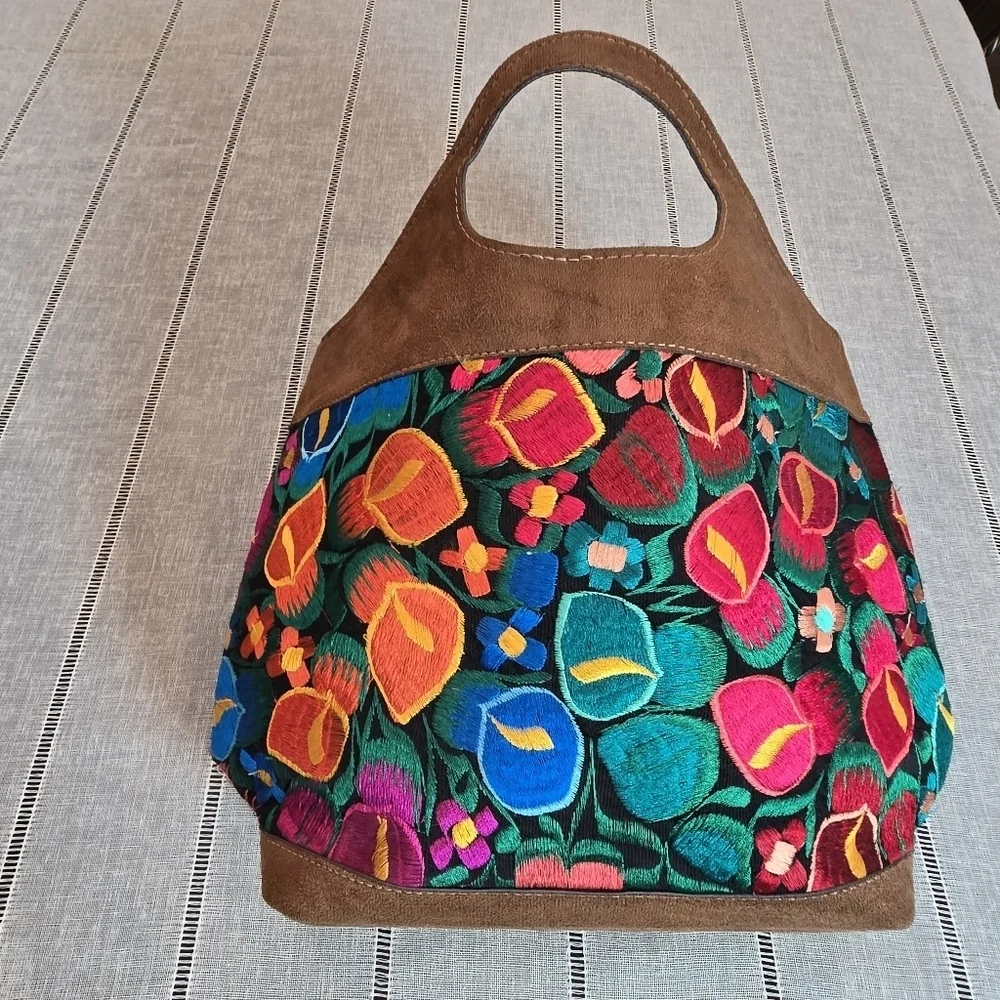 Mexican Embroidered Tote Bag Shoulder Bag Handmade